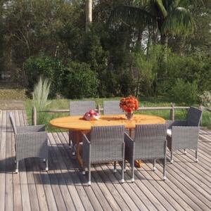 Zestaw Mebli Ogrodowych Komplet Jadalniany Z Poduszkami 7-Częściowy Szary Rattan Na Taras Balkon Ogród