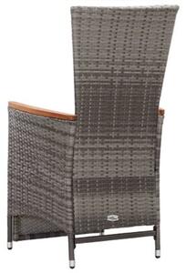Rozkładane krzesła ogrodowe 2 szt., poduszki, rattan pe, szare