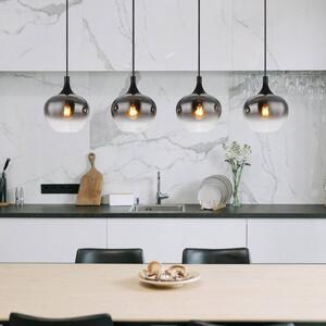 Globo Lampa wisząca szklana Maxy, możliwość ściemniania, aluminiowy / szary / cynkowy, salon / jadalnia, szkło