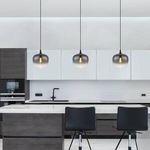 Globo Lampa wisząca szklana Maxy, możliwość ściemniania, aluminiowy / szary / cynkowy, salon / jadalnia, szkło