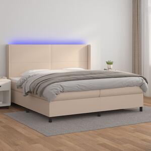 Łóżko kontynentalne, materac i LED cappuccino 200x200 cm