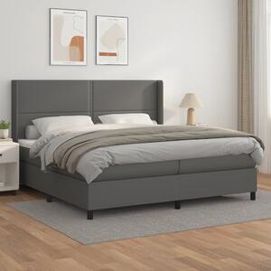 Łóżko kontynentalne z materacem, szare, ekoskóra 200x200 cm