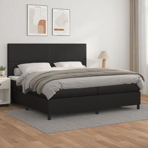 Łóżko kontynentalne z materacem, czarne, ekoskóra 200x200 cm