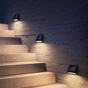KLEWE LED-Solar-kinkiet ECOSTEP, antracyt, 17 cm, IP65 ECOSTEP, czarny, aluminium, nowoczesny