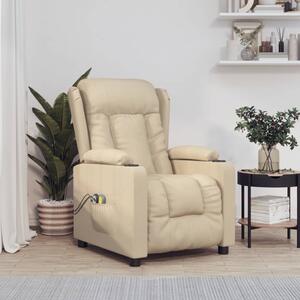 Elektryczny fotel masujący, kremowy, tkanina