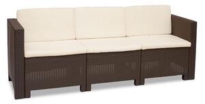 Trzyosobowa technorattanowa sofa ogrodowa Colorado brąz Bica