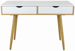 Skandynawskie białe biurko z 2 szufladami - Miwo