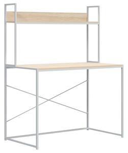 Metalowe wysokie biurko z półką biały + dąb - Tandrum