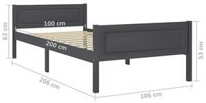 Szare drewniane łóżko jednoosobowe 100x200 - Siran 3X