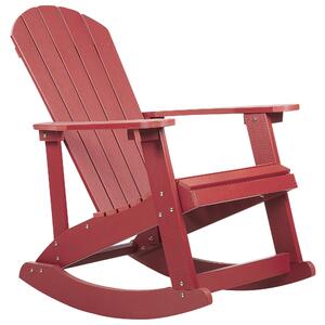 Ogrodowy fotel bujany drewno syntetyczne krzesło na płozach salon patio czerwony Adirondack Beliani