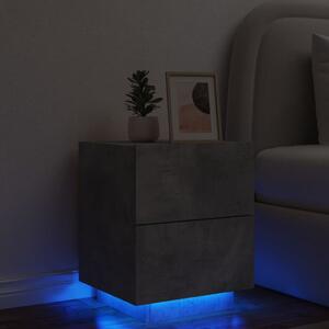 Szafka nocna z LED, szarość betonu, materiał drewnopochodny