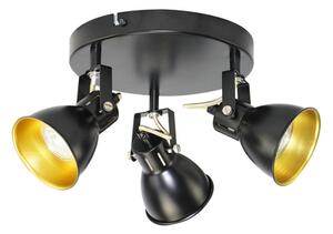 Lampa sufitowa 3 reflektory czarno-złota ORO FALCO