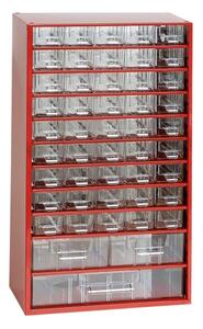 Metalowa szafka z szufladami, 48 szuflad, czerwony