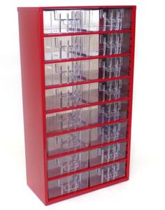 Metalowa szafka z szufladami, 16 szuflad, czerwony
