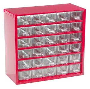 Metalowe szafki z szufladami, 30 szuflad, czerwony