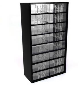 Metalowa szafka z szufladami, 16 szuflad, czarny