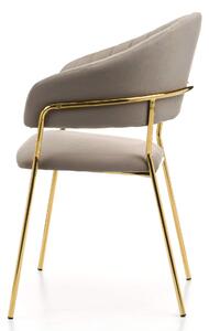 MebleMWM Krzesło Glamour beżowy welur #7 C-889 Złote nogi