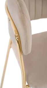 MebleMWM Krzesło Glamour beżowy welur #7 C-889 Złote nogi