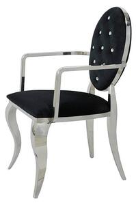 Krzesło Ludwik II glamour Arms Black - czarne krzesło pikowane kryształkami, kołatka