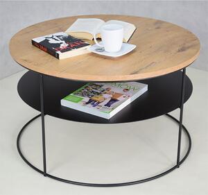 Okrągły stolik kawowy w stylu loft dąb lancelot T9-N75