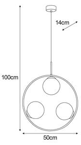 Lampa wisząca okrąg z bursztynowymi kloszami - A201-Anoba