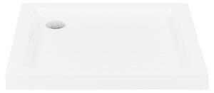 Antypoślizgowy brodzik prysznicowy z syfonem biały 80 x 80 x 7 cm Esteli Beliani