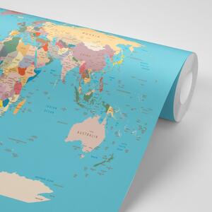 Samoprzylepna tapeta mapa świata z nazwami