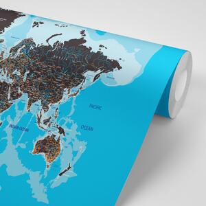 Samoprzylepna tapeta nowoczesna mapa świata