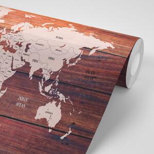 Tapeta przyzwoita mapa z drewnianym tłem