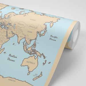 Tapeta mapa świata z beżową obwódką