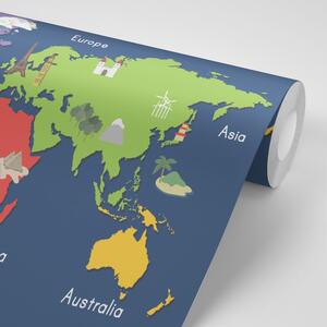 Tapeta mapa świata z punktami orientacyjnymi