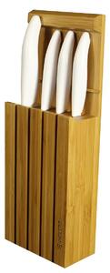 Blok bambusowy z 4 nożami (białymi) Kyocera