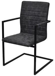 Wspornikowe krzesła stołowe, 2 szt., czarne, sztuczna skóra