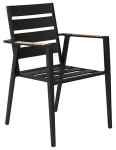 Zestaw mebli ogrodowych czarny stół krzesła aluminium szare poduszki Olmetto/Taviano Beliani