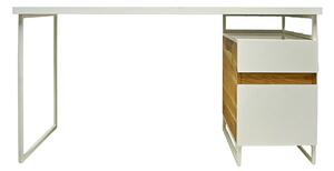 Białe biurko z kontenerkiem na metalowych nogach do biura DORIS