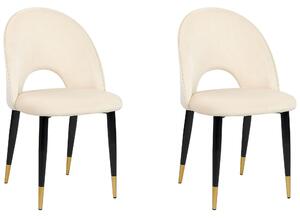 Zestaw 2 krzeseł welurowych w stylu retro glamour złote nóżki beżowy Magalia Beliani