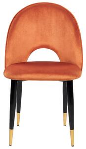 Zestaw 2 krzeseł welurowych w stylu retro glamour złote nóżki pomarańczowy Magalia Beliani