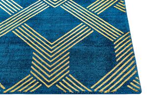 Ręcznie pleciony dywan geometryczny wzór 160 x 230 cm niebieski wiskoza Vekse Beliani