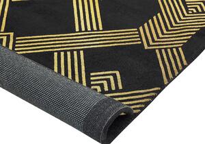 Ręcznie pleciony dywan geometryczny wzór 160 x 230 cm czarno-złoty wiskoza Vekse Beliani