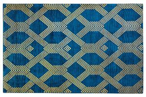 Dywan chodnik wiskozowy 140x200cm geometryczny wzór niebieski złoty Vekse Beliani