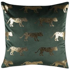 Zestaw poduszek dekoracyjnych w tygrysy eleganckie kwadratowe zielone Bluebell Beliani
