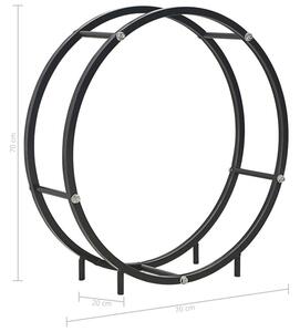 Czarny okrągły stojak na drewno kominkowe - Vomis