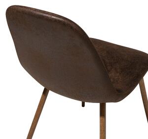 Retro zestaw 2 krzeseł tapicerowany ekoskóra drewniane nogi brązowy Bruce Beliani
