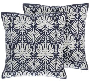 Zestaw 2 poduszek dekoracyjnych 45 x 45 cm w ornamenty niebieski Nemesia Beliani