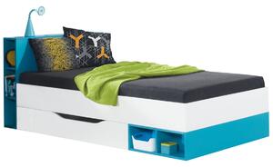Łóżko jednoosobowe młodzieżowe 90x200 Mobi MO18 - biały / turkus
