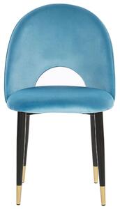 Zestaw 2 krzeseł welurowych w stylu retro glamour złote nóżki niebieski Magalia Beliani