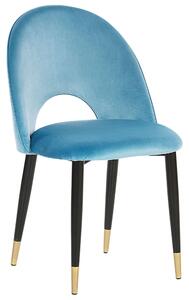 Zestaw 2 krzeseł welurowych w stylu retro glamour złote nóżki niebieski Magalia Beliani