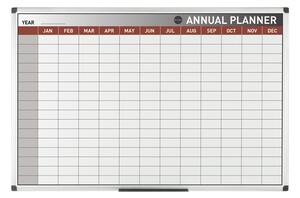 Bi-Office Planer, Tablica suchościeralno-magnetyczna do planowania rocznego, miesiące, 900 x 600 mm