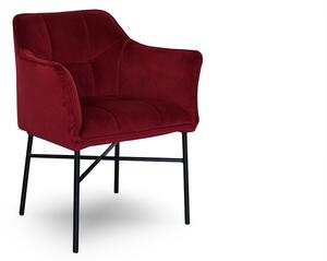 Krzesło tapicerowane z podłokietnikami Rozalio - czerwony Salvador 13 / czarne nogi