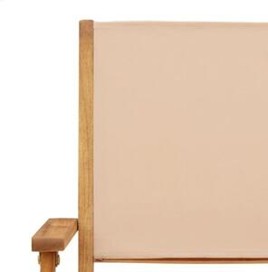 Składane krzesła ogrodowe, 4 szt., beżowa tkanina i drewno